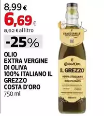 Costa d'Oro - Olio Extra Vergine Di Oliva 100% Italiano Il Grezzo Costa d'Oro - Olio Extra Vergine Di Oliva 100% Italiano Il Grezzo