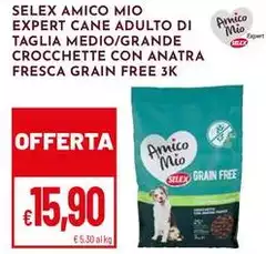 Selex - Amico Mio Expert Cane Adulto Di Taglia Medio/Grande Crocchette Con Anatra Fresca Grain Free