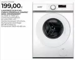 Comfeè - Lavatrice Slim 6 Kg Carica Frontale Mod.CFe10W60WIT