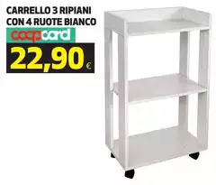 Coop - Carrello 3 Ripiani Con 4 Ruote Bianco Coop - Carrello 3 Ripiani Con 4 Ruote Bianco