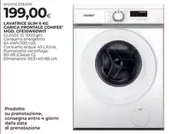 Comfeè - Lavatrice Slim 6 Kg Carica Frontale Mod.CFe100W60WIT