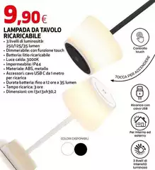 Luce - Lampada Da Tavolo Ricaricabile