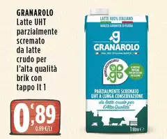 Granarolo - Latte UHT Parzialmente Scremato Da Latte Crudo Per L'alta Qualità Brik Con Tappo