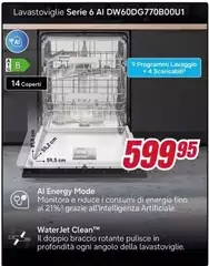 LG - Lavastoviglie Serie 6 AI DW60DG770B00U 1 Piano cottura 14 coperti B LG - Lavastoviglie Serie 6 AI DW60DG770B00U 1 Piano cottura 14 coperti B