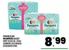 Pampers - Pannolini Baby Dry Duo/ Junior X32/maxi X34/mid X40