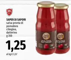 Saper di sapori - Salsa Pronta Di Pomodoro Ciliegino, Datterino