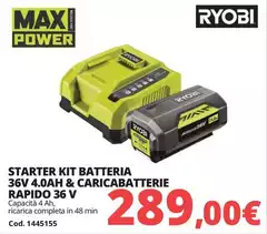 Ryobi - Starter Kit Batteria 36v 4.0ah & Caricabatterie Rapido 36 V