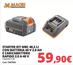 Starter Kit Mbc 40.2 Li Con Batteria 40 V 2.0 Ah E Caricabatterie Rapido 2.0 A 40 V