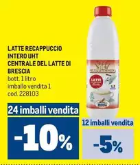 Latte carso - Latte recappuccio Intero Uht Centrale Del Latte Di Brescia