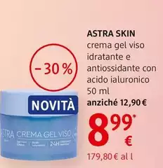 Astra - Skin Crema Gel Viso Idratante E Antiossidante Con Acido Ialuronico 50 Ml