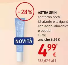 Astra - Skin Contorno Occhi Idratante E Levigante Con Acido Ialuronico E Peptidi 15 Ml