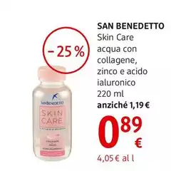 San Benedetto - Skin Care Acqua Con Collagene, Zinco E Acido Ialuronico 220 Ml