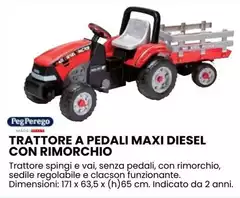 Maxi - Trattore A Pedali Diesel Con Rimorchio Maxi - Trattore A Pedali Diesel Con Rimorchio
