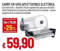 Camry Cr 4702 Affettatrice Elettrica