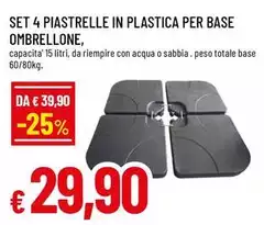 Set 4 Piastrelle In Plastica Per Base Ombrellone