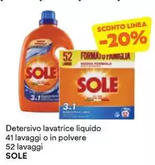Sole - Detersivo Lavatrice Liquido 41 Lavaggi O In Polvere Sole - Detersivo Lavatrice Liquido 41 Lavaggi O In Polvere