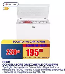 Beko - Congelatore Orizzontale CF200EWN 