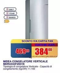 Midea - Congelatore Verticale MDRU333FZE01E