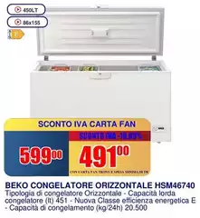 Beko - Congelatore Orizzontale HSM46740