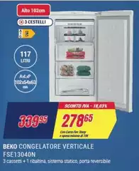 Beko -  Congelatore Verticale FSE13040N