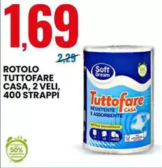 Rotolo Tuttofare Casa, 2 Veli, 400 Strappi