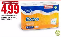 Soft - Asciugatutto 8 Rotoll, 3 Veli, 50 Strappi