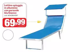Lettino Spiaggia In Alluminio Con Parasole Blu/bianco Lettino Spiaggia In Alluminio Con Parasole Blu/bianco