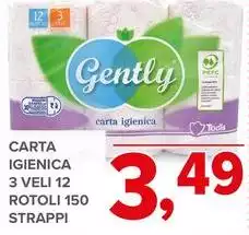 Gently - Carta Igienica 3 Veli 12 Rotoli Strappi