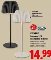 Livarno - Lampada Led Ricaricabile Da Tavolo Livarno - Lampada Led Ricaricabile Da Tavolo