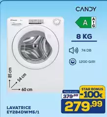 Candy - EY284DWM5/1 Lavatrice Caricamento Frontale 8 Kg 1400 Giri/min Bianco