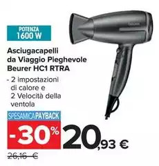 Beurer - Asciugacapelli Da Viaggio Pieghevole Hc 1 Beurer - Asciugacapelli Da Viaggio Pieghevole Hc 1