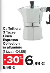 Lines - Caffettiera 3 Tazze Espresso Collection In Alluminio