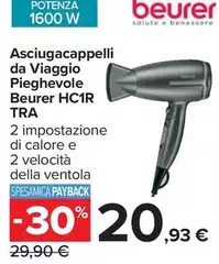 Beurer - Asciugacappelli Da Viaggio Pieghevole Hc 1r Beurer - Asciugacappelli Da Viaggio Pieghevole Hc 1r