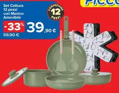 Set Cottura 12 Pezzi Con Manico Amovibile
