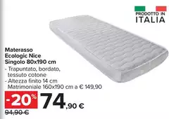Nice - Materasso Ecologic Singolo 80x190 Cm