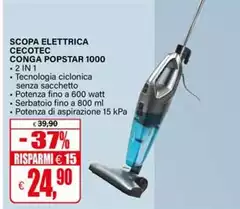 Cecotec - Scopa Elettrica Conga Popstar 1000