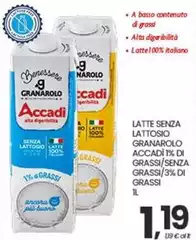 Granarolo - Latte Senza Lattosio Accadi 1% Di Grassi/Senza Grassi/3% Di Grassi