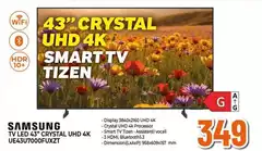 Samsung - Smart Tv Led 43" Crystal UHD 4K Ue43u700epuzzt
