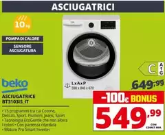 Beko - Asciugatrice BT3103IS_IT