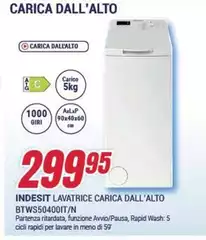 Indesit - Lavatrice Carica Dall'Alto BTWS50400IT/N