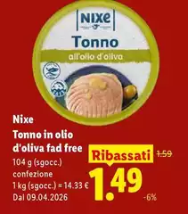 Nixe - Tonno In Olio D'Oliva Fad Free