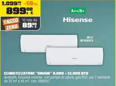 Hisense - Climatizzatore "Uniair" 9.000 + 12.000 Btu