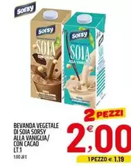 Sorsy - Bevanda Vegetale Di Soia A La Vaniglia/ Con Cacao