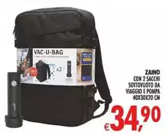 Con 2 Sacchi Sottovuoto Da Viaggio E Pompa 40x30x20 Cm