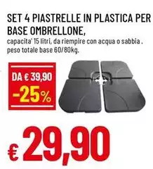 Set 4 Piastrelle In Plastica Per Base Ombrellone