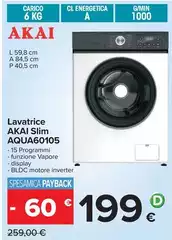 Akai - Lavatrice  Slim Aqua60105