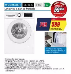 Whirlpool - WGG244Z6IT Lavatrice Caricamento Frontale 9 Kg A Bianco