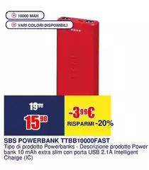 Sbs - Powerbank Ttbb10000fast
