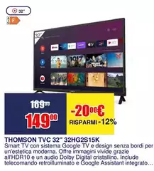 Thomson - Tvc 32" 32HG2S15K