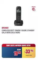 Brondi - Cordless Dect 20mem 1000re Standby Gala Nero Gala-Nero Brondi - Cordless Dect 20mem 1000re Standby Gala Nero Gala-Nero